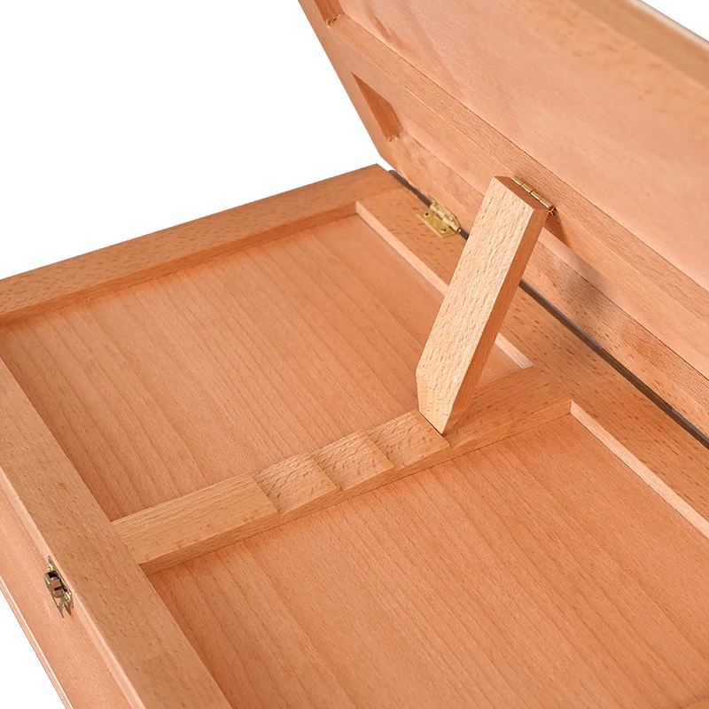 Cassetta portaoggetti da tavolo per pittura, scatola per pittura a olio, cavalletto multifunzionale in legno con cassetto, strumento pieghevole per pittura - immagine 4