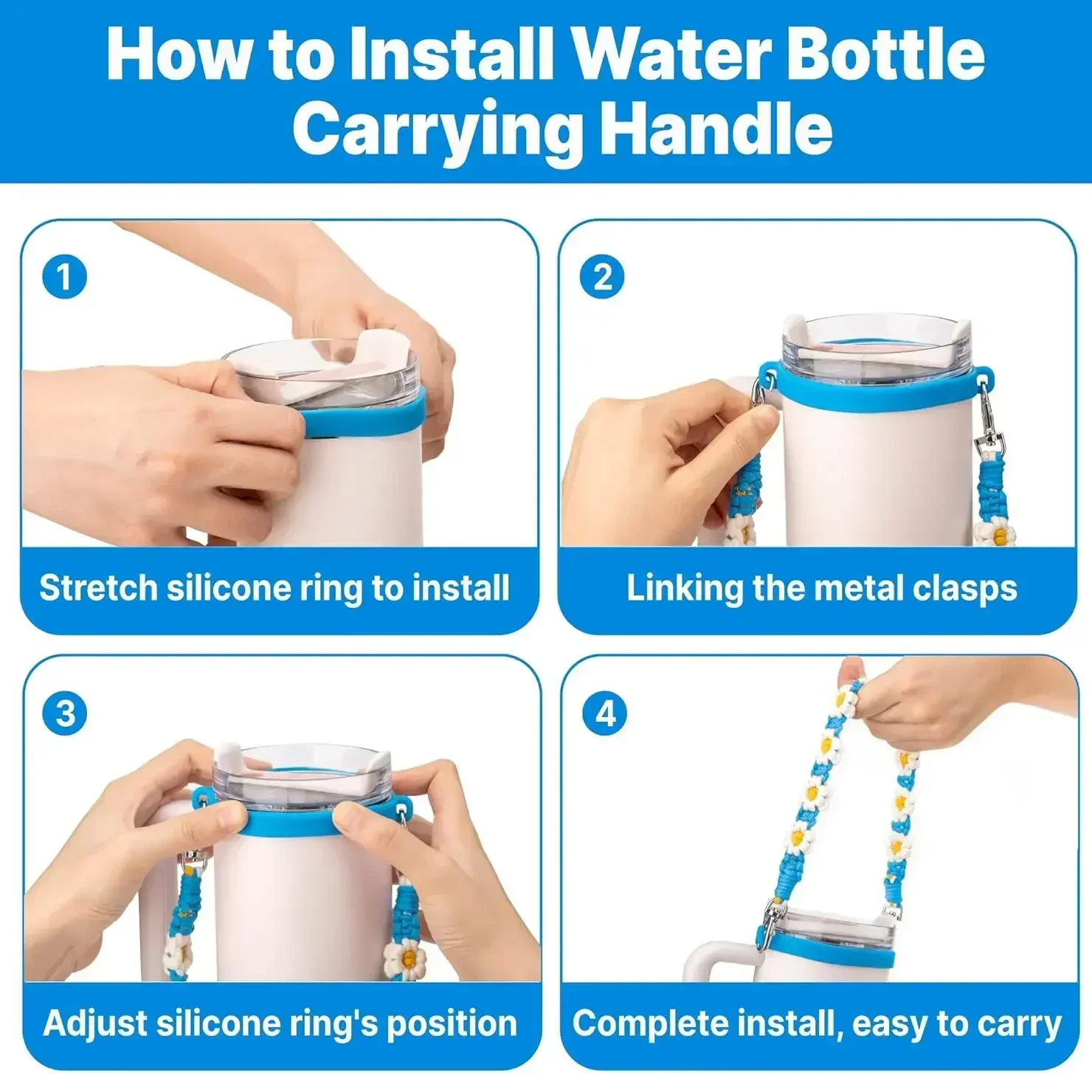 Portable Water Bottle Handle with Strap for Towels Leak proof Packaging Carrying Strap Coffee Milk Tea Cup For Hydro Flask