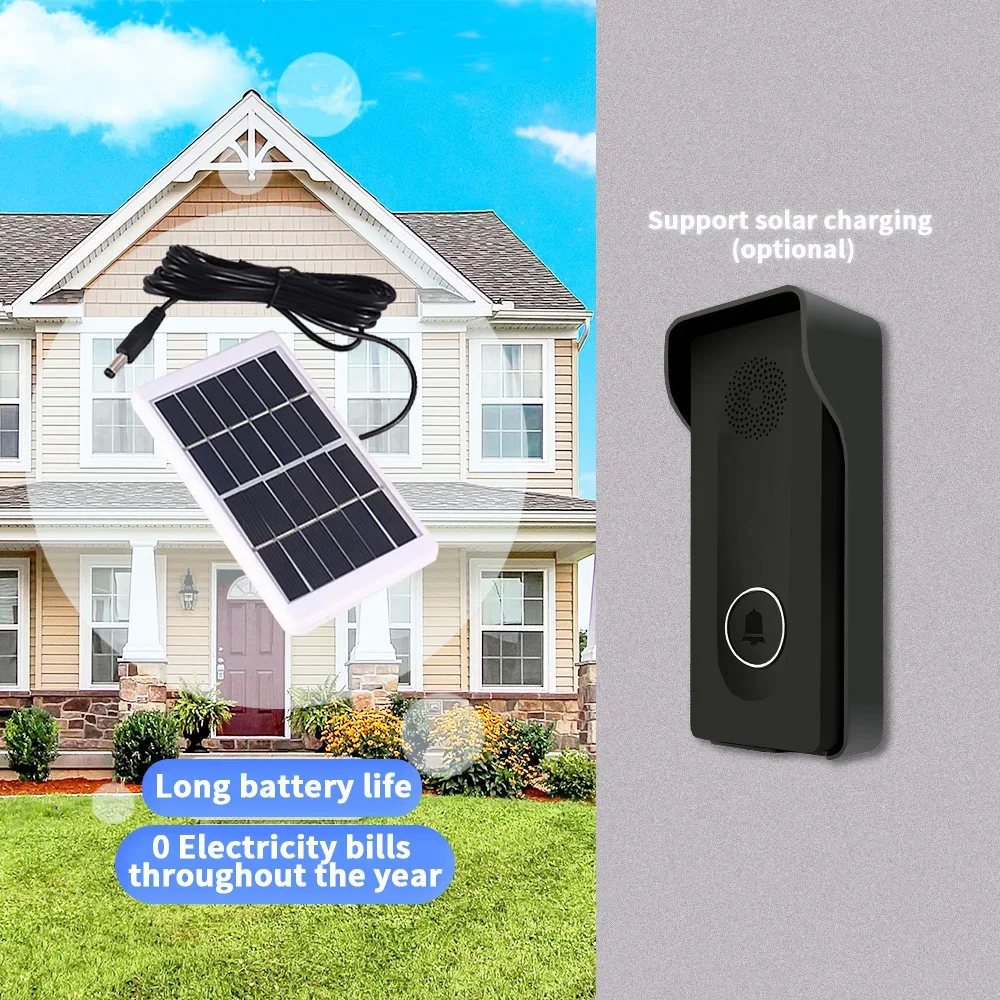 Solar Charger No Network Wireless Intercom Doorbell 800M Long Distance Two-Way Intercom One-Button Remote Control Unlocking