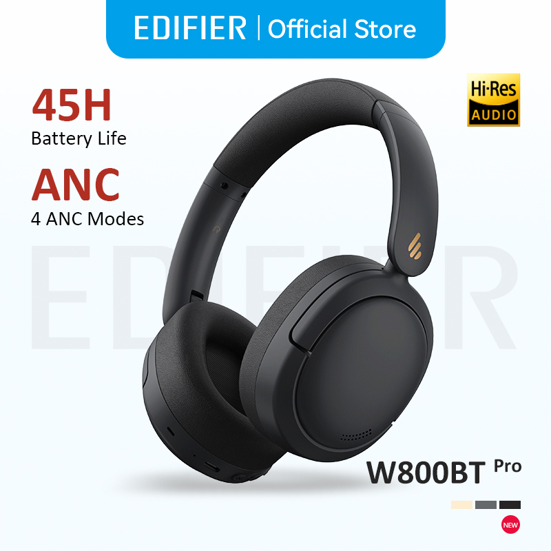 Edifier W800BT Pro Wireless Headphones Bluetooth 5.4 Over-ear Headset -44dB Active Noise Cancelling Hi-Res Audio 45H Playtime