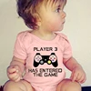 PLAYER 3 Newborn Romper Casual Short Sleeves Baby Boy Clothes Bodysuits Cartoon Graphic Toddler Girls Jumpsuits 2