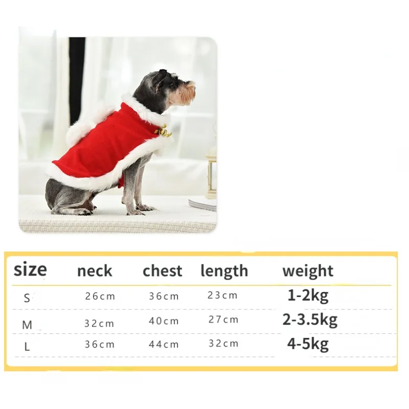 Pet Supplies Dog Christmas Cloak Winter Warmth Clothing Thickened Clothes Comfortable and Soft Festive Atmosphere Daily Dressing