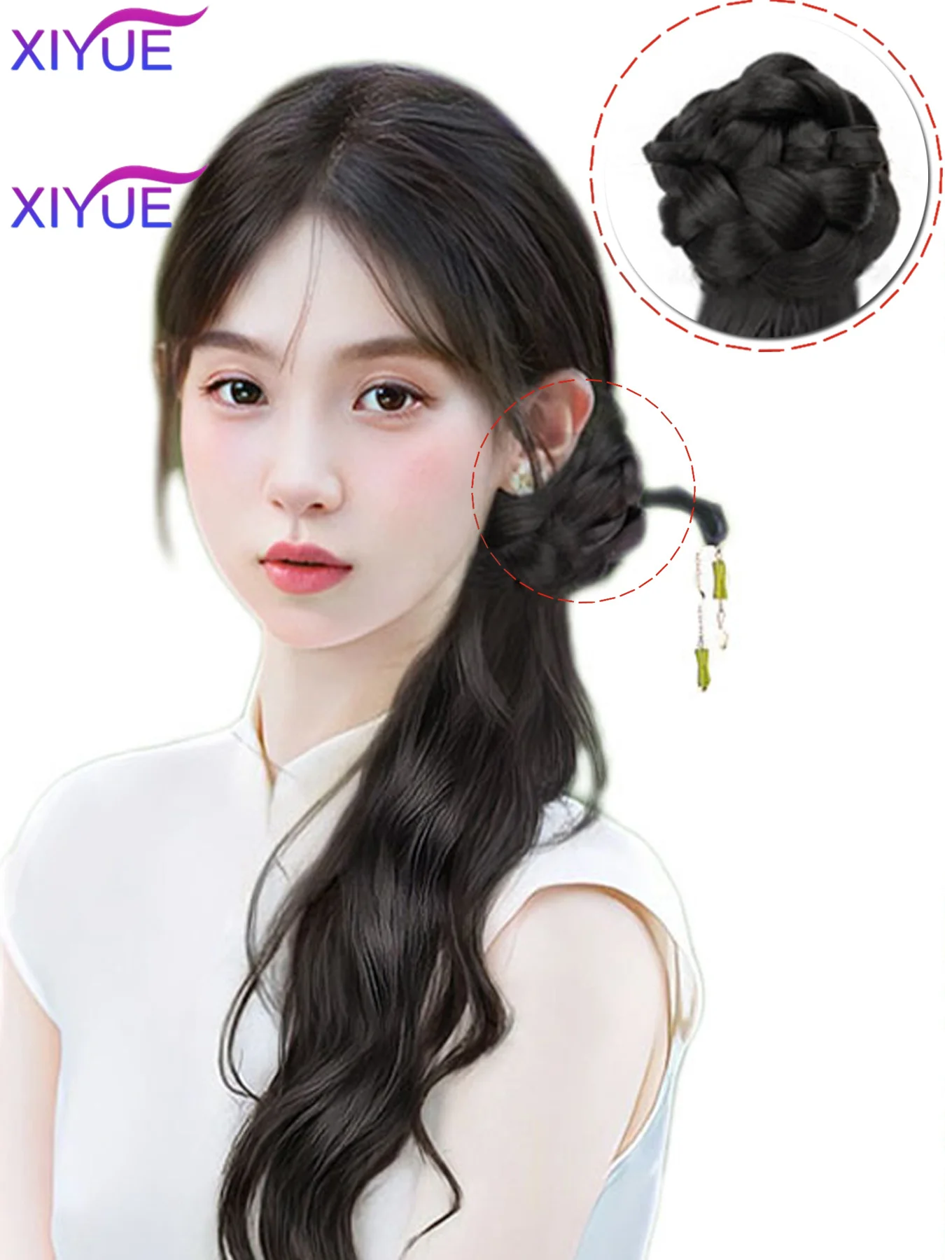 Synthetic New Chinese Style Claw Clip Long Curly Ponytail Natural Fluffy Can Be Tied Ancient Style Hanfu Cheongsam Ponytail Wig