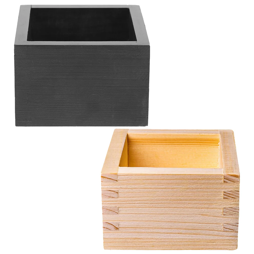 

2 pcs Japanese Sake Cup Box Japanese Wooden Square Box Japanese Sushi Wooden Boxes