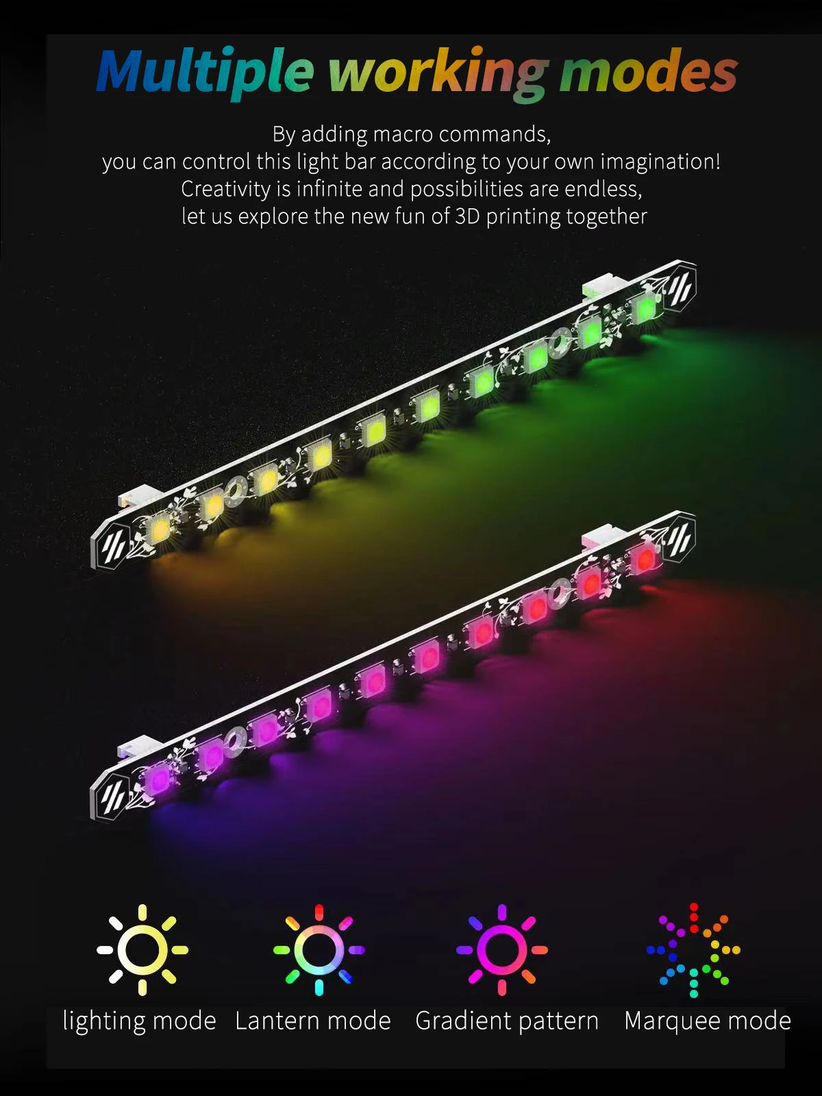 디스코 온 스틱 3D 프린터 주광 PCB 키트, 5V RGB LED 바, 보론 2.4 트라이던트 350, 300/250 마이크론, 램프 바, 보론 0.1 0.2 2.4