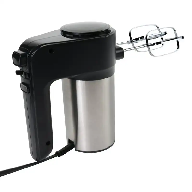 

Hand Mixer with Stainless Steel Beaters and Dough Hooks, Clip-on Storage, 250 Watt Motor with Turbo Boost, Dishwasher-Safe Acces