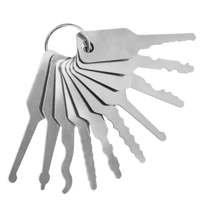 Repair Accessories Lock Open Stainless Steel Jiggler Keys 10Pcs/Set Door Open Keys Dual Sided Car Unlock
