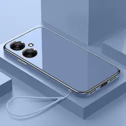 Elegant Square Frame Silicone Phone Case with Plated Accents for Xiaomi Poco M6 5G (Gs6D grey)
