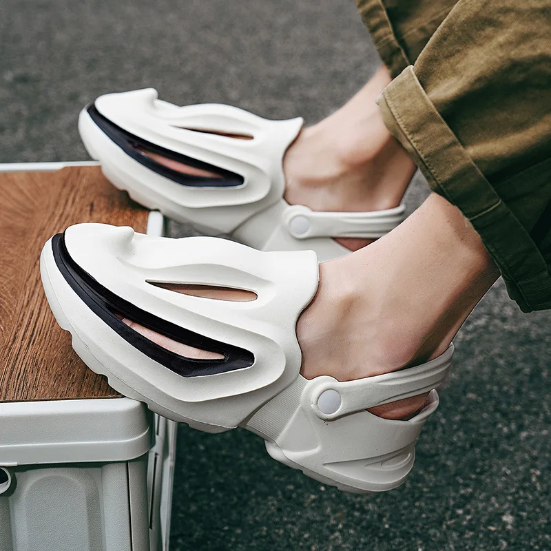 Evshine Men Shark Slides Eva Flat Sandals Summer Beach Footwear_voghion.com