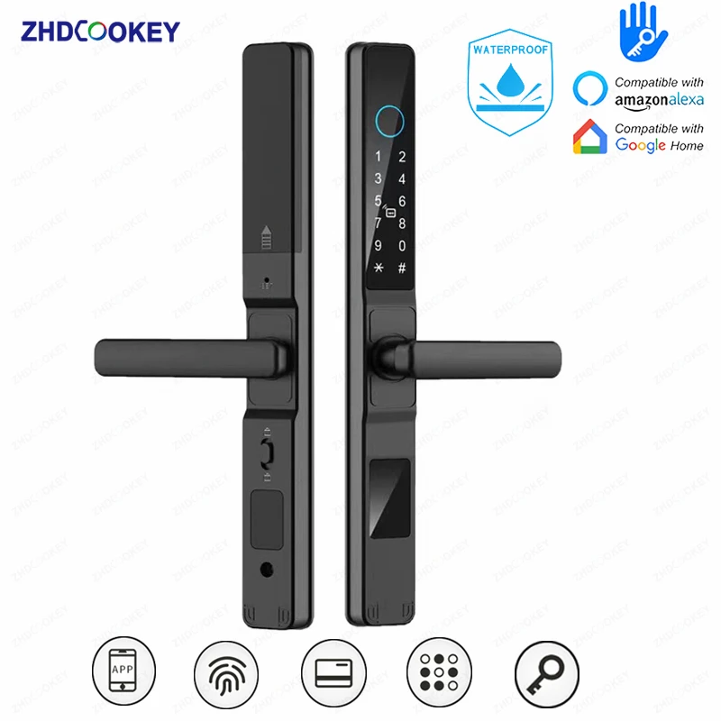 

3.5CM Digital Electronic Lock Waterproof Fingerprint Password IC Cards Mechanical key Mobile APP TTLock Sliding Smart Door Locks