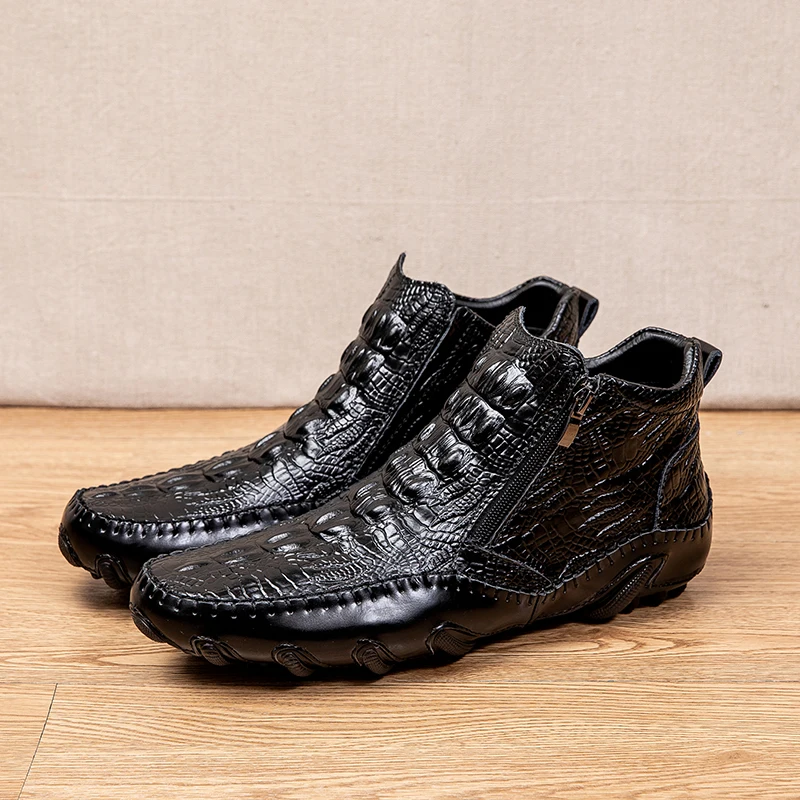 

Golden Sapling Retro Men's Boots Vintage Leather Lightweight Leisure Shoes Fashion Footwear Winter New Casual Men Boot Plus Size