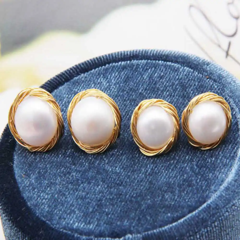 

Пара пресноводных жемчужин белые серьги в стиле барокко 925 обмотка ювелирные изделия День Святого Валентина Модные Пасхальные серьги-гвоздики Классические Красивые «сделай сам»