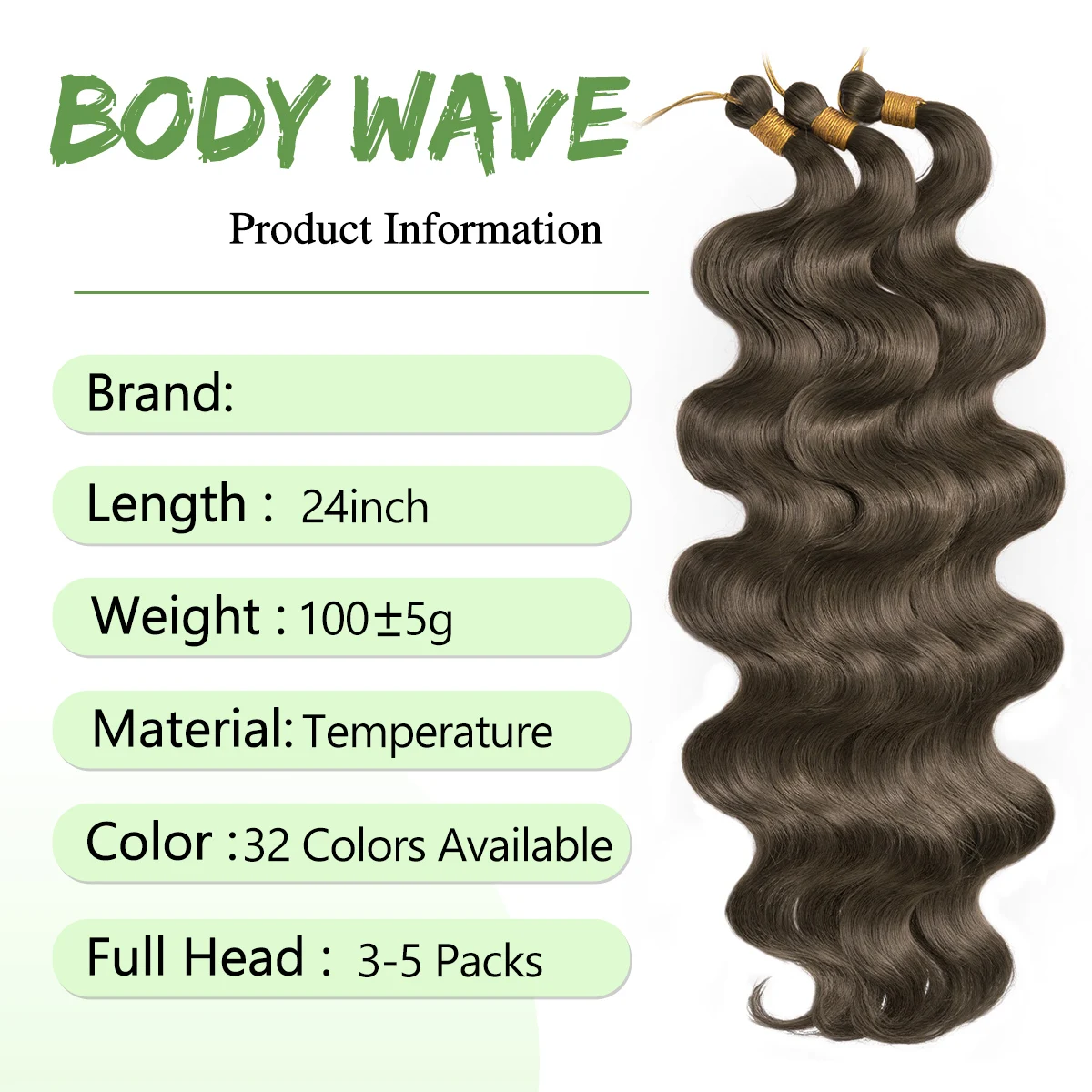 24inch Synthetic Braiding Hair Bulk Ginger Loose Wave Boho Crochet Braids Hair Extensions Body Wave Hair Bundles for Black Women 2