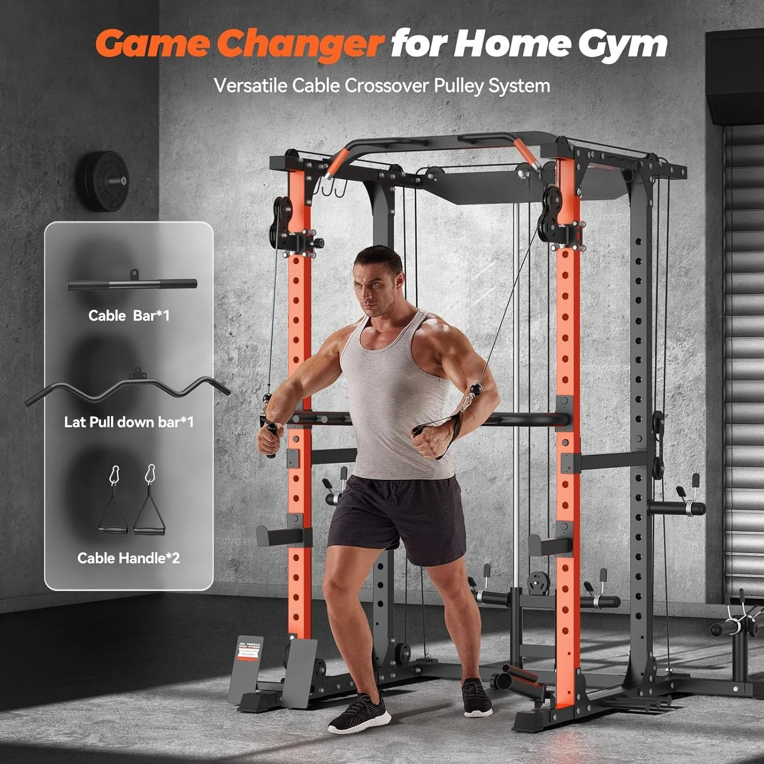 Power Cage Multi Function Squat Rack with Cable Crossover System ...