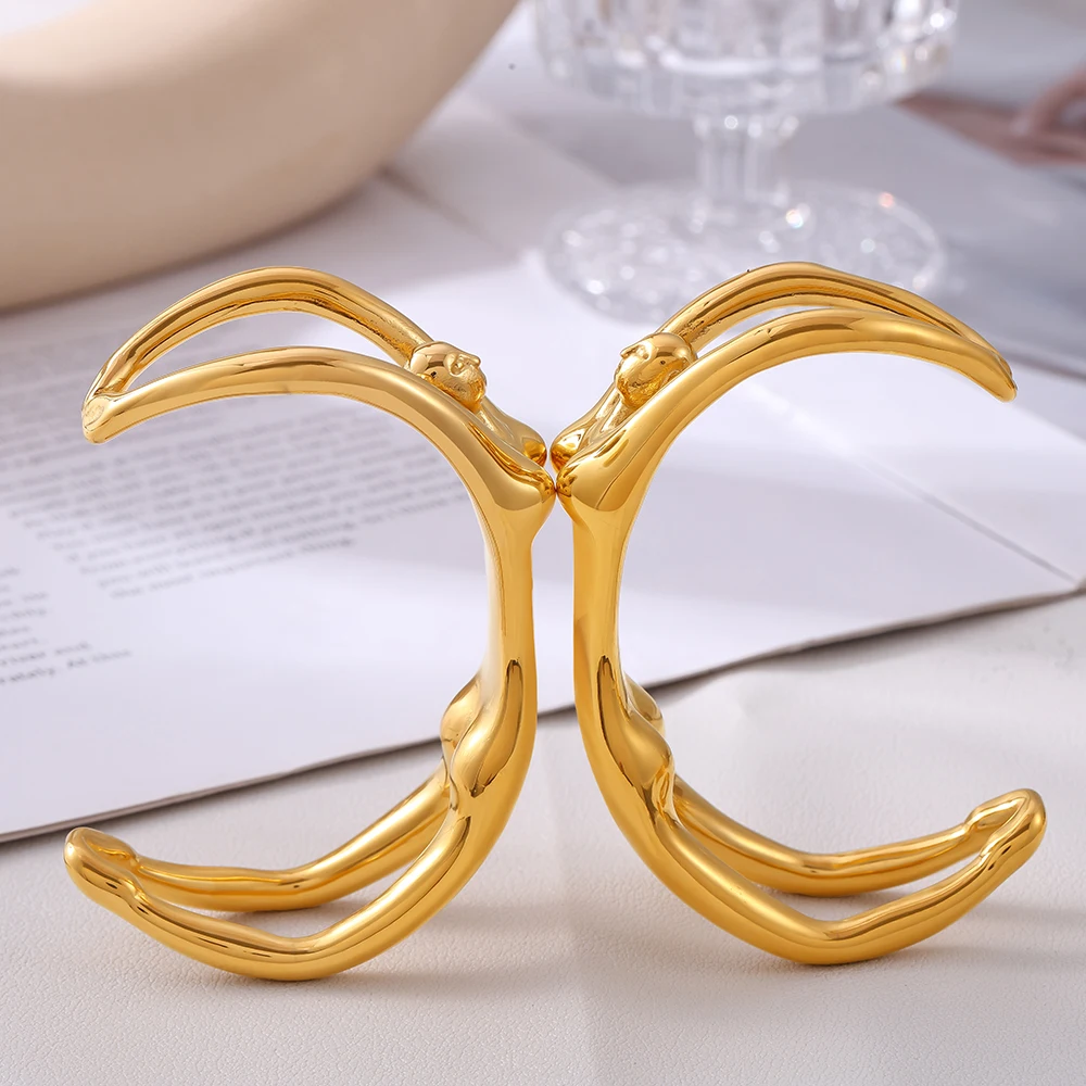 Stainless Steel Bracelet Bangle For Women 316L Shiny Heavy No Tarnish Fashion Jewelry