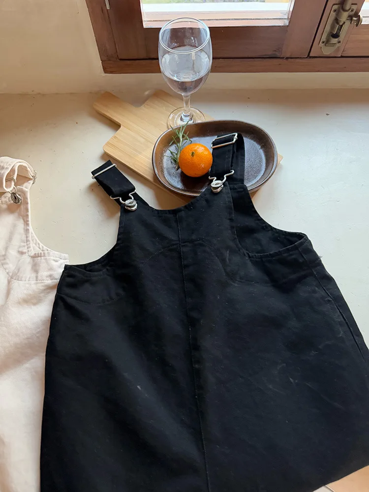 2025 Spring New Children Loose Overalls Cotton Boys Fashion Casual Pants Baby Girls Versatile Strap Trousers Kids Clothes