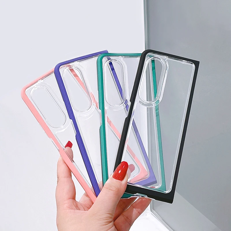 

Color frame for Samsung W22 mobile phone case Galaxy zfold3 simple transparent fall proof soft case cover