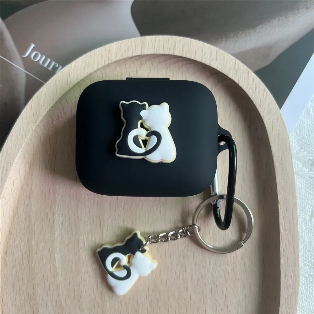 Cartoon Cat Silicone Headphone Case with Keyring