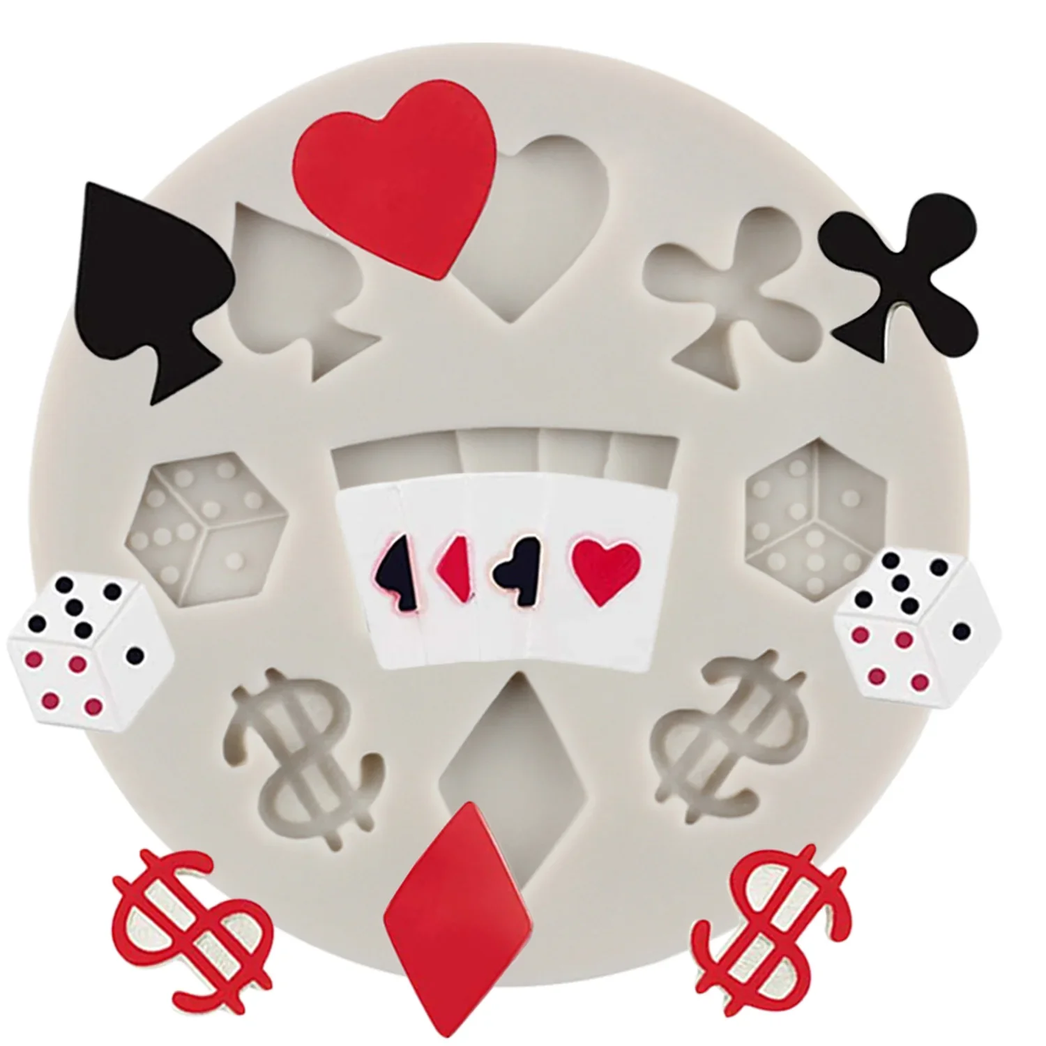

Dice Playing Cards Silicone Molds DIY Poker Cupcake Topper Fondant Cake Decorating Tools Candy Clay Chocolate Gumpaste Moulds