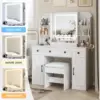 Vanity Desk with Mirror and Lights & Drawers Charging Station & Human Motion Sensing Makeup Vanity Table 5