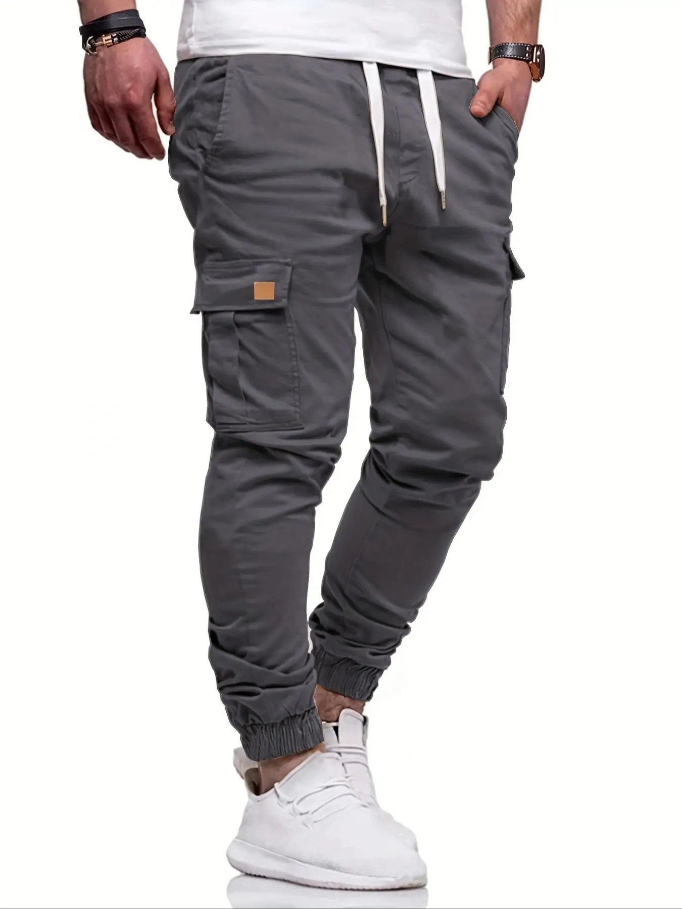 Herren Casual Jogginghose mit Kordelzug Cargo Wanderhose Outdoor Twill Trainingshose – Detail 17