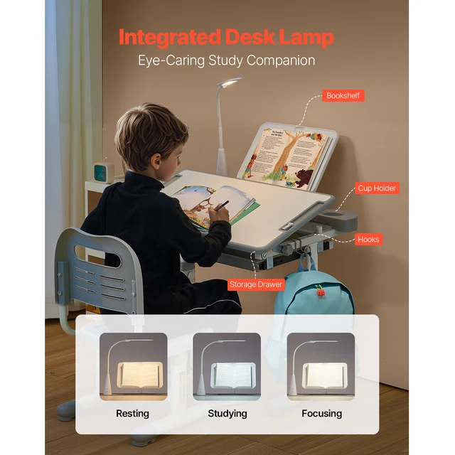17591-f92284.jpg SucceBuy Kids Study Chair and Desk Set Study Desk and Chair for Kids with Table Lamp Adjustable Height for Bedroom & Study Room