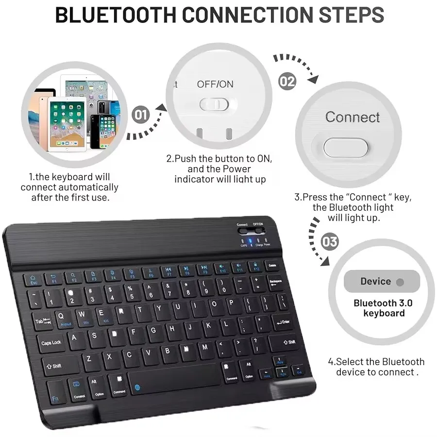 Wireless Keyboard For Laptop Tablet Ipad Bluetooth-Compatible Keyboard 78 Keys Rechargeable For Android iOS Windows