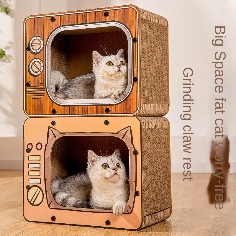 Creative Cat Scratching Board Tv Cat Box Resistente Ai Graffi Resistente All'Usura Cartone Tridimensionale Per Animali Domestici Senza Scarti Pet Habi