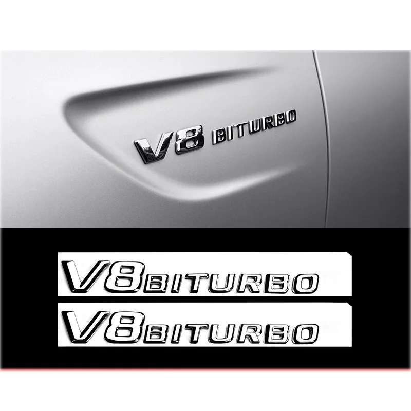 Premium Universal Car Fender Emblem Badge - V8 BITURBO 4MATIC+ Design