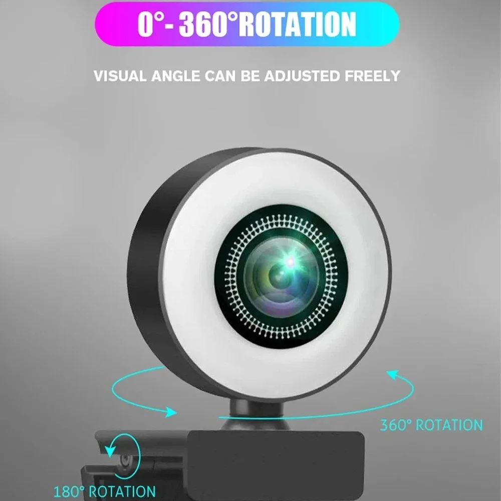 4K 2K 1080P Webcam Light Control Full HD 8MP Webcam PC Laptop Auto Focus Live Streaming Flexible with Microphone Live Broadcast 6
