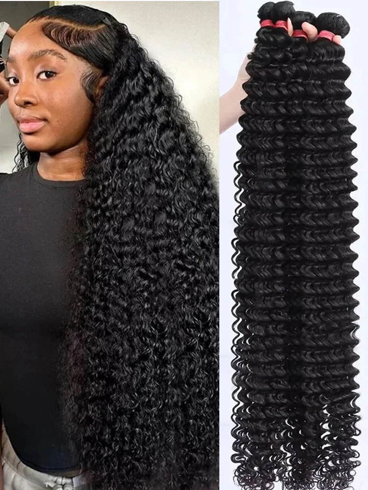 Human Hair Extensions Cosdelu 30 34 Inch Water Curly Remy 100% Human Hair Water Wave 1 3 4 Bundles Deep Wave Double Weft