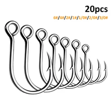 

20pcs/Bag Big Eye Single Fishing Hooks 6 Sizes High Carbon Steel Barbed Sharp Saltwater Fishhook Tackle Accessories