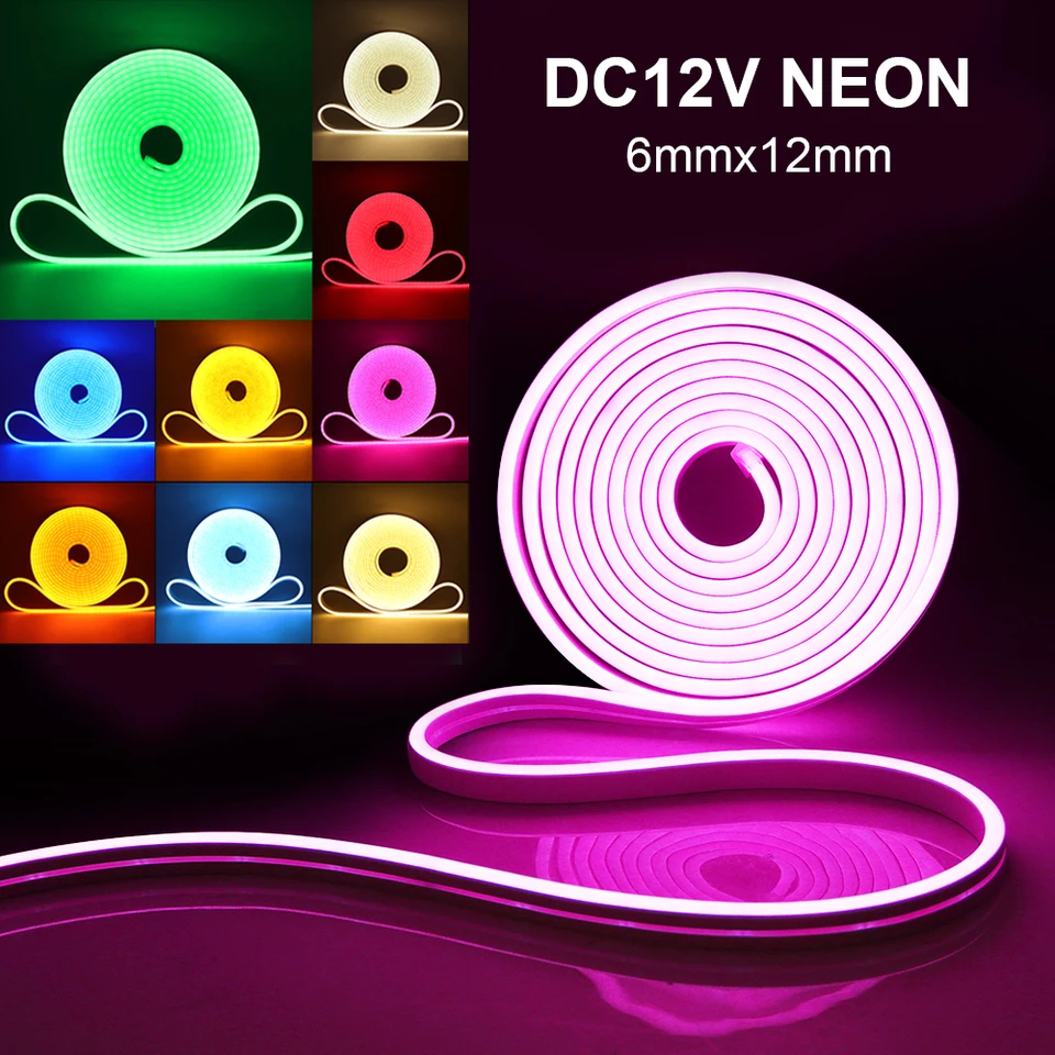 6mm Schmale Neon Licht 12V LED Streifen SMD 2835 120LEDs/M IP67 Waterproof  DIY Soft Light Bar Shape To Make Words Weiß/Warm Blau - AliExpress