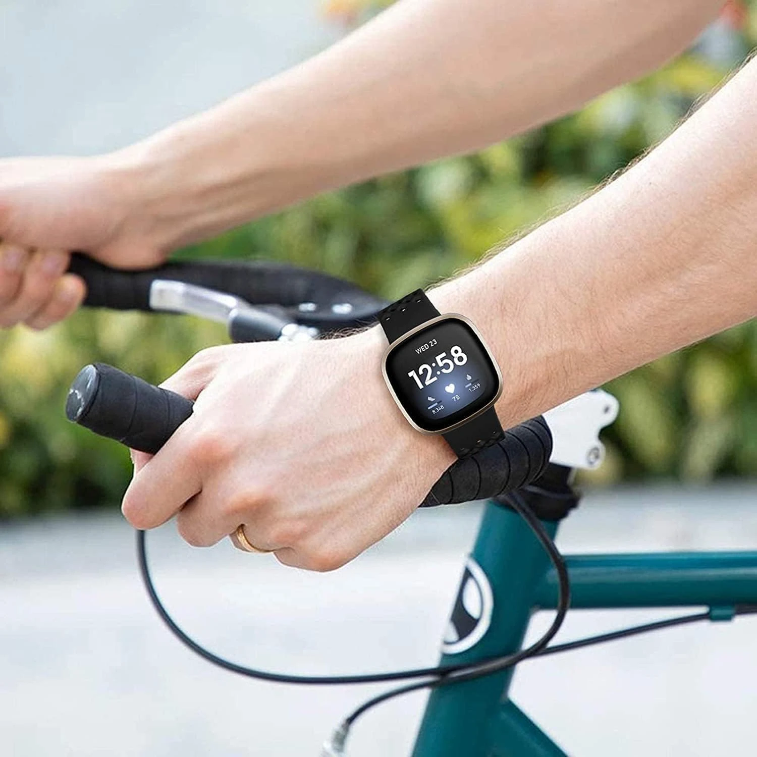 Comfortable, stylish, and durable premium silicone sport band for Versa 3/Sense-Perfect for daily wear and exercise-Elevate