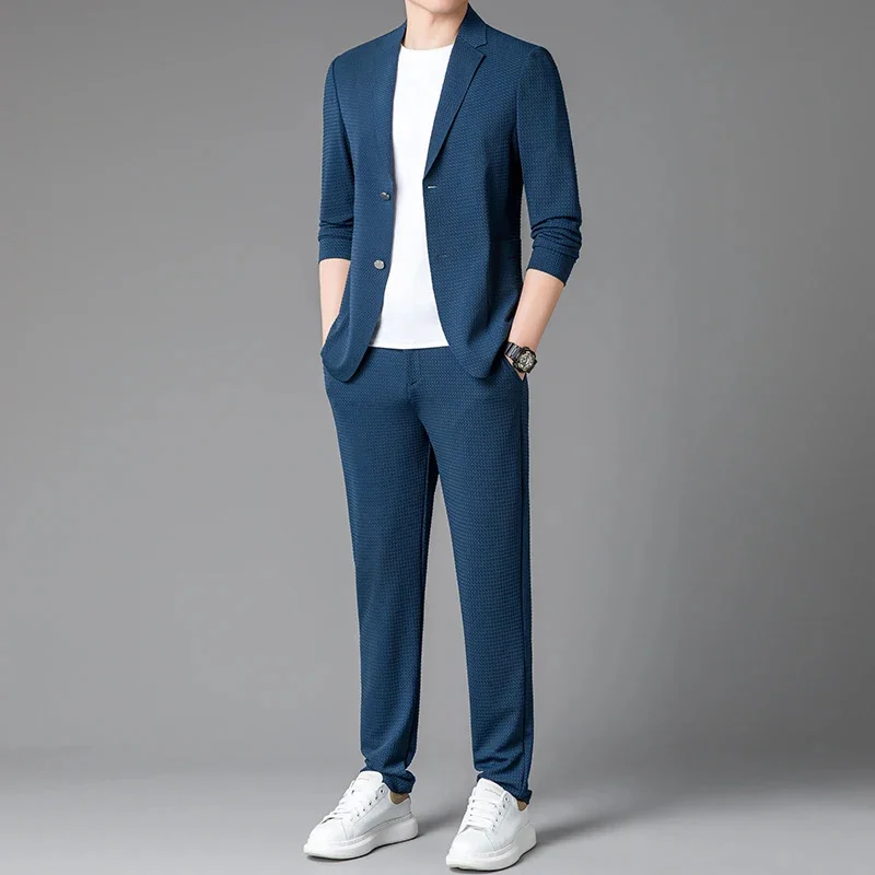 thumbnail image 1 of Traje de hombre primavera y otoño nueva moda crecer boda negocios casual dos piezas alta gama abrigo chaqueta, 1 of 5