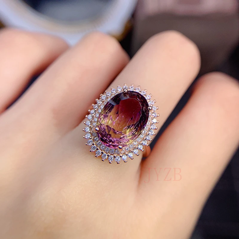 

Женское серебряное кольцо с аметистом, кольцо с супер драгоценными камнями из серебра 100% пробы