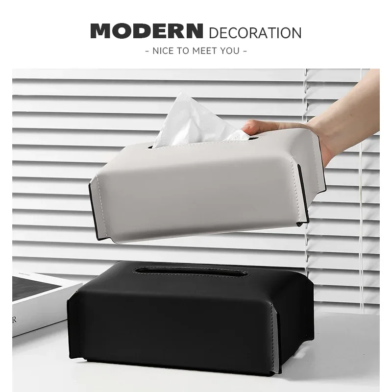 Leather Tissue Box Napkin Case Luxury Paper Cover Car Living Tissue Paper Holder Desktop Home Tabletop Decoration 5
