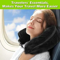 Travel Neck Pillow Stuffable with Clothes,Stuffable Neck Pillow for Traveling,Fillable Neck Pillow Extra Storage Black 2