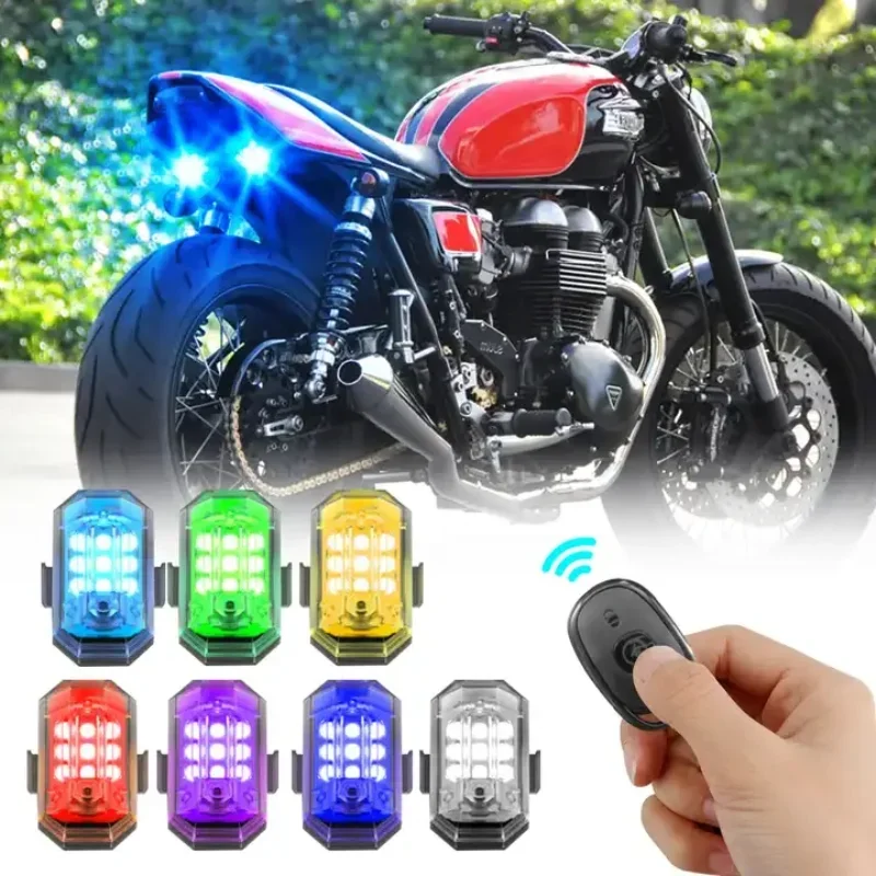 

LED Warning Strobe Light 7 Color M3 Magnetic Vibration Induction with Control for Motorcycle Flash Turn Position Signal Lamp