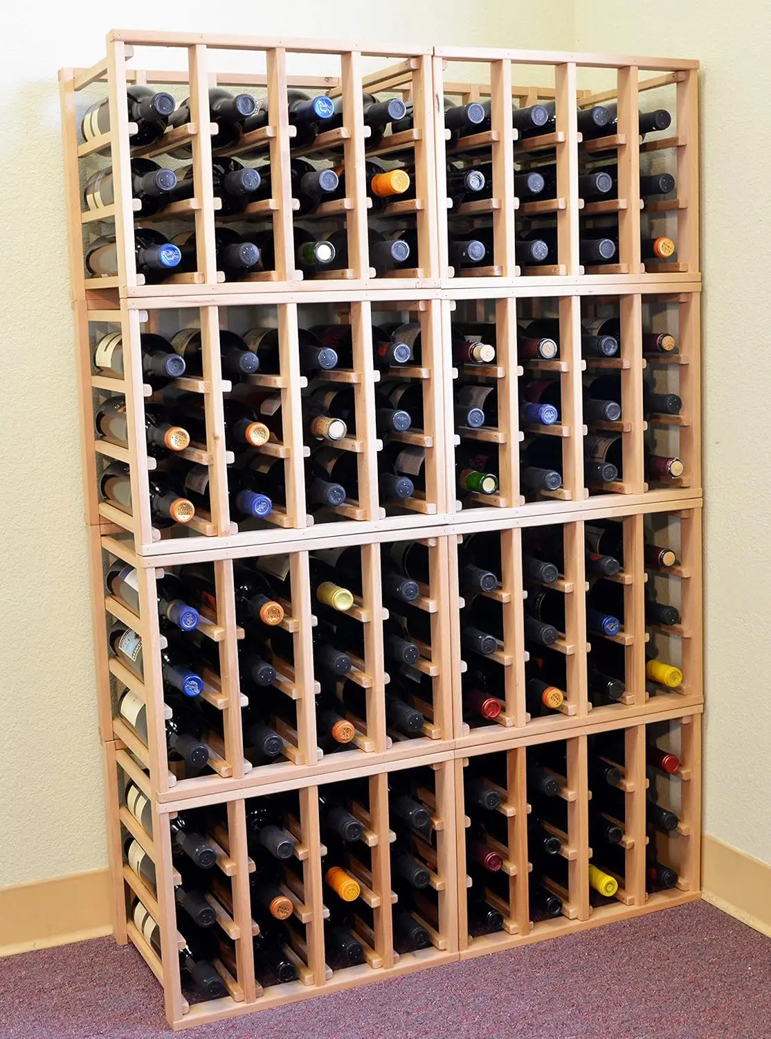 24 Bottle Modular Stackable Wine Rack Stack As Many Sets Together (1 Set = 24 Bottle Capacity)