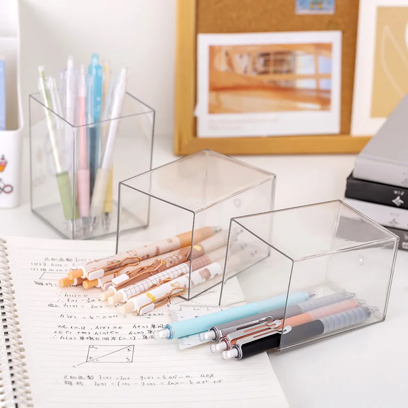 Simple DIY pen holder Large capacity transparent pen holder stationery bucket about modern storage bucket pen holder,pen and brush holder,pencil holder tool