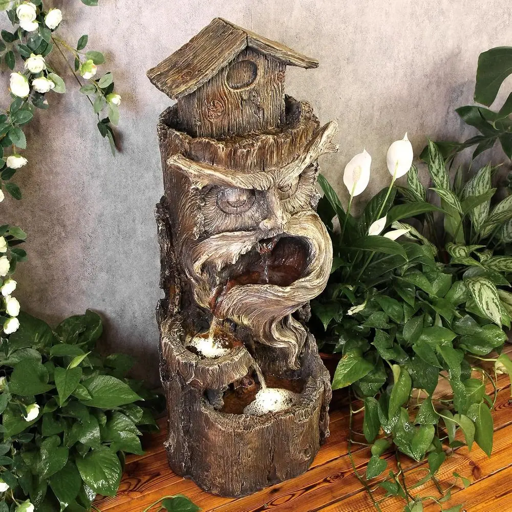 Outdoor Cascading Waterfall Tree Trunk Fountain image 5