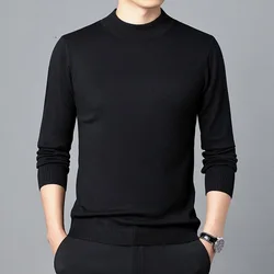 2023 Autumn and Winter Fashion Trend Simple and High-end Threaded Half High Neck Long Sleeved Pullover Knitted Sweater for Men