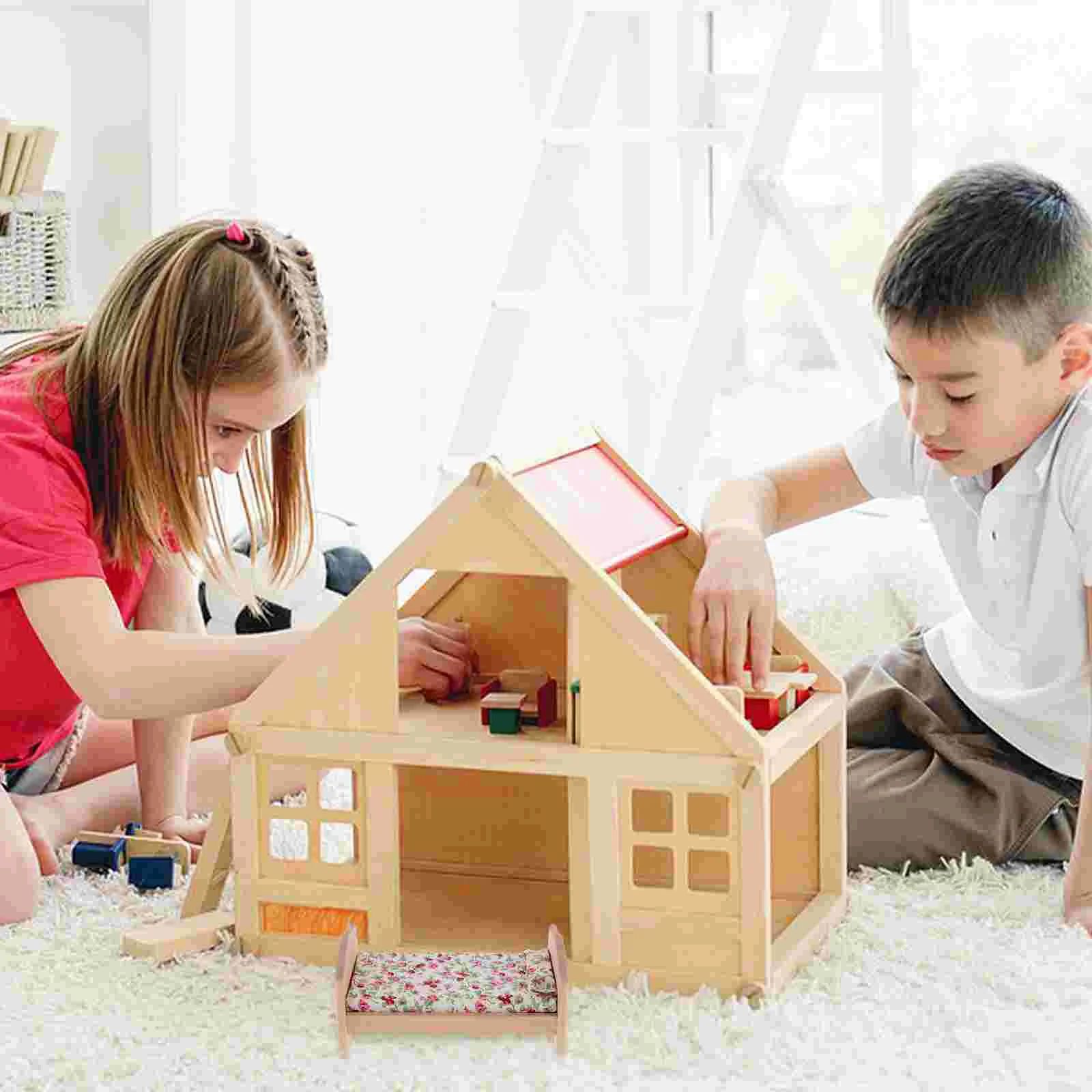 

DIY Mini Bed Furniture for Dollhouse Single Children's Room Toy Individual Ornament