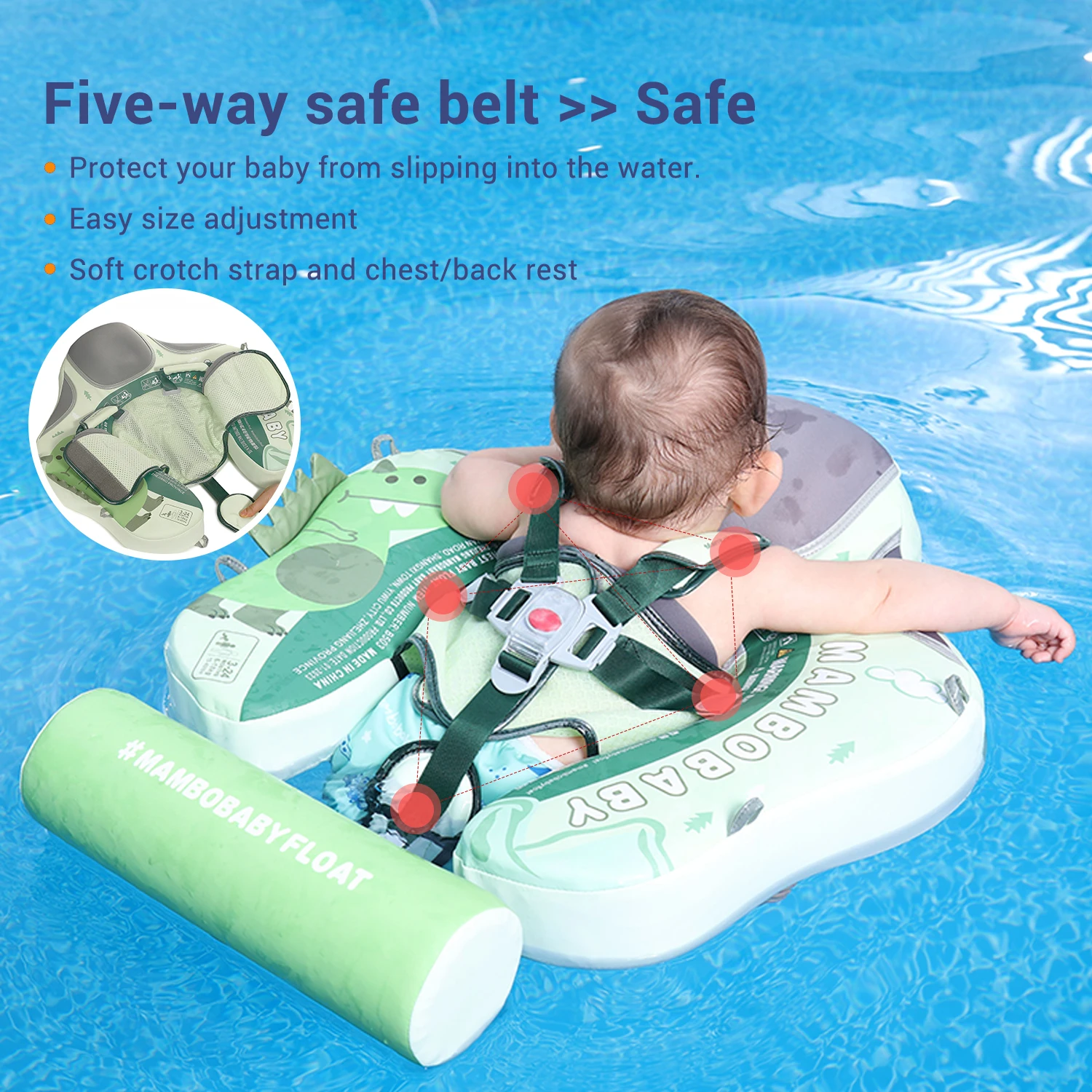 Swimming Float Seat Mambobaby float VIP 1 Non-Inflatable Baby Float with Canopy Waist Swimming Chest Floater Spa Buoy Trainer