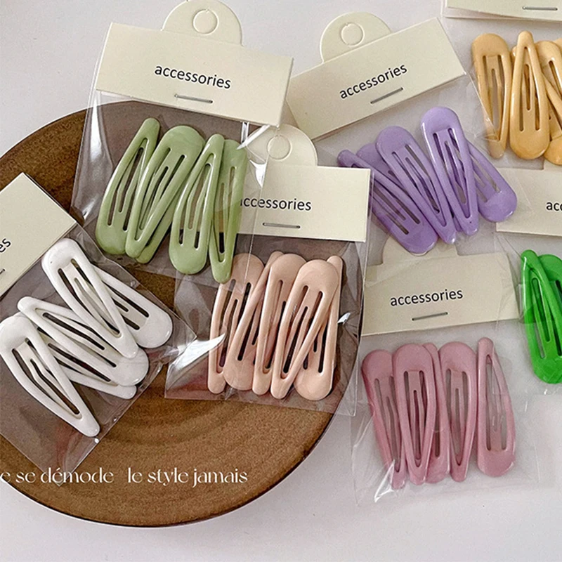 

5Pcs Metal Snap Hairgrip Fashion Waterdrop Shape Hair Clips Bangs Clip Edge Clip BB Hairpins DIY Headwear Women Hair Accessories