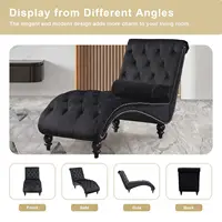 Chaise Lounge Indoor,Velvet Upholstered Lounge Chair Button-Tufted Armless Chair with Pillow, for Bedroom Living, Customized 6