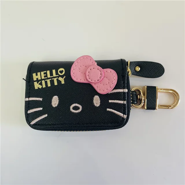New Cute cartoon Kawaii Kuromi Mymelody Cinnamorol Wallet Car key bag KT cat PU Leather Zipper Small bag Key Storage bag 4