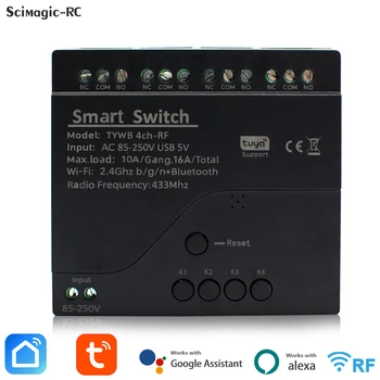 Tuya 스마트 스위치 4CH 와이파이 모듈, USB 5V, 220V, 110V, 85-250V, 10A, 순간 토글 인터록 모드, 릴레이 알렉사 구글 홈으로 작동