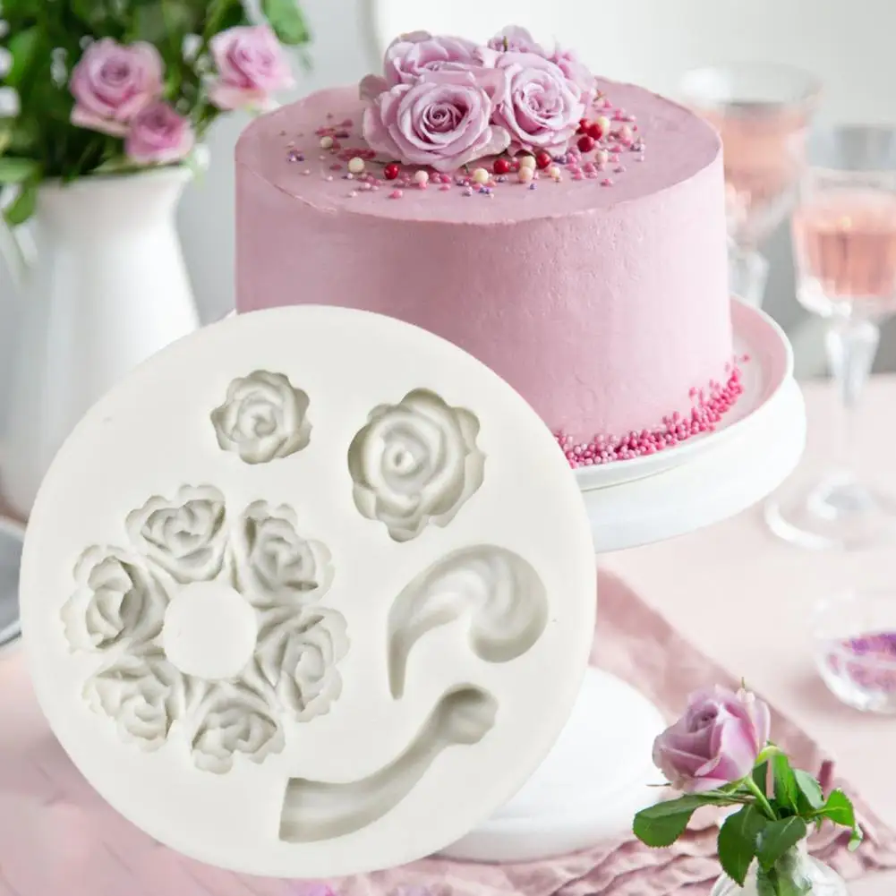 5.4cm Silicone Flower Rose Shape Mold Teapot Chocolate Fondant Make Desserts Mould Cake Molding Stencil DIY Clay For Kitchen